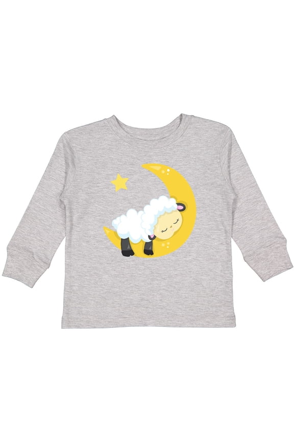 Cute Sheep, Sleeping Sheep, Moon, Stars, Sleepy Boys or Girls Long Sleeve Toddler T-Shirt