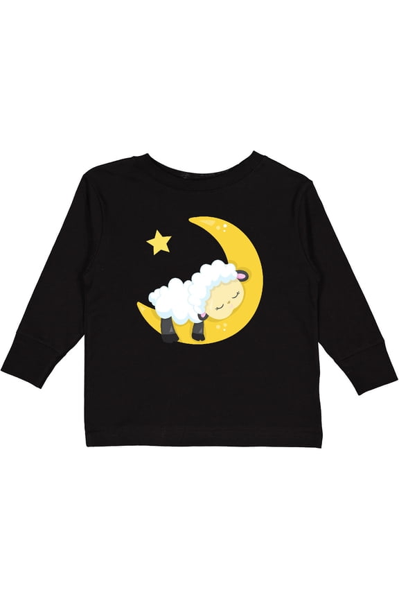 Cute Sheep, Sleeping Sheep, Moon, Stars, Sleepy Boys or Girls Long Sleeve Toddler T-Shirt
