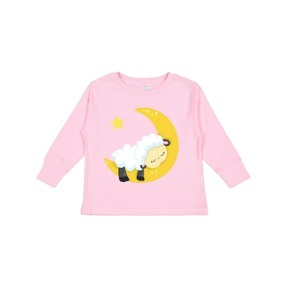 Inktastic Cute Sheep, Sleeping Sheep, Moon, Stars, Sleepy Boys or Girls Long Sleeve Toddler T-Shirt