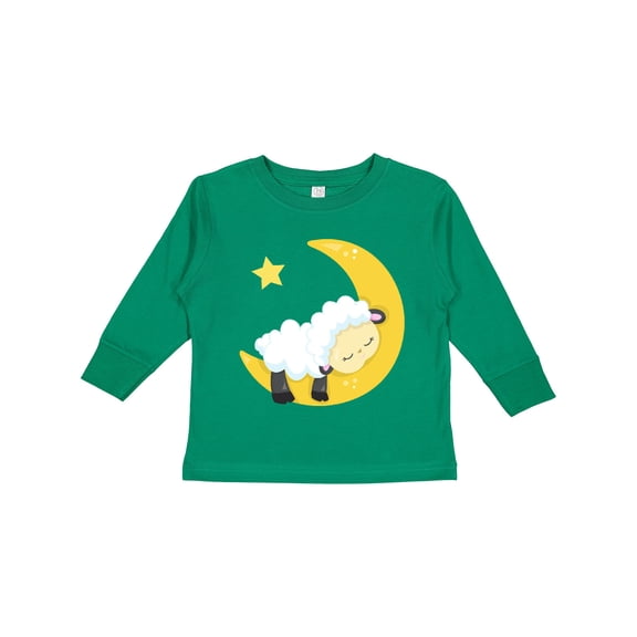 Inktastic Cute Sheep, Sleeping Sheep, Moon, Stars, Sleepy Boys or Girls Long Sleeve Toddler T-Shirt