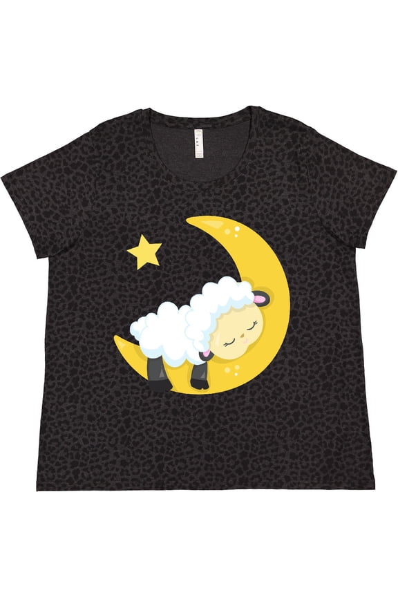 Cute Sheep, Sleeping Sheep, Moon, Stars, Sleepy Women's Plus Size T-Shirt