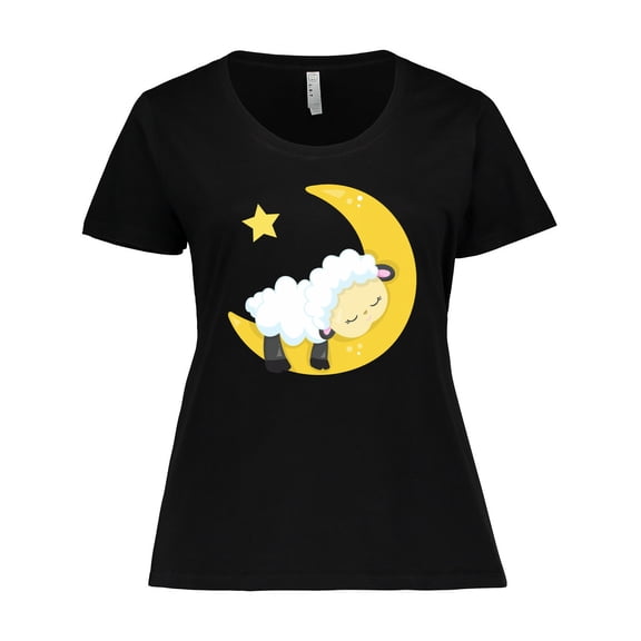 Inktastic Cute Sheep, Sleeping Sheep, Moon, Stars, Sleepy Women's Plus Size T-Shirt