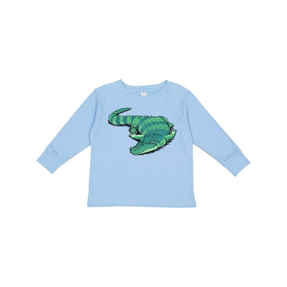 Inktastic Cute Sleepy Alligator Green Alligator Design Boys or Girls Long Sleeve Toddler T-Shirt