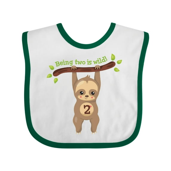 Inktastic Cute Sloth 2nd Birthday Boys or Girls Baby Bib