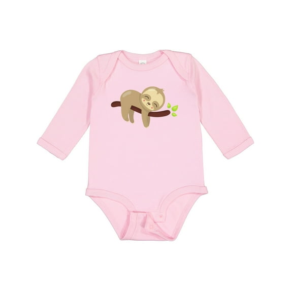 Inktastic Cute Sloth, Baby Sloth, Lazy Sloth, Sleeping Sloth Boys or Girls Long Sleeve Baby Bodysuit