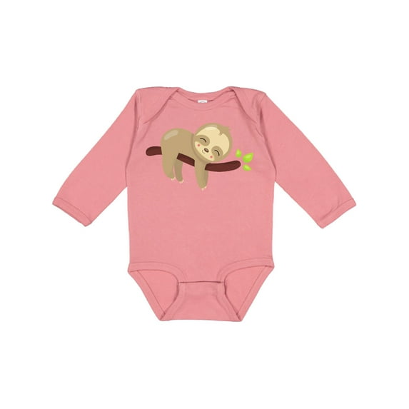 Inktastic Cute Sloth, Baby Sloth, Lazy Sloth, Sleeping Sloth Boys or Girls Long Sleeve Baby Bodysuit