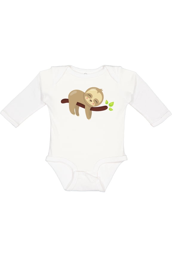 Cute Sloth, Baby Sloth, Lazy Sloth, Sleeping Sloth Boys or Girls Long Sleeve Baby Bodysuit