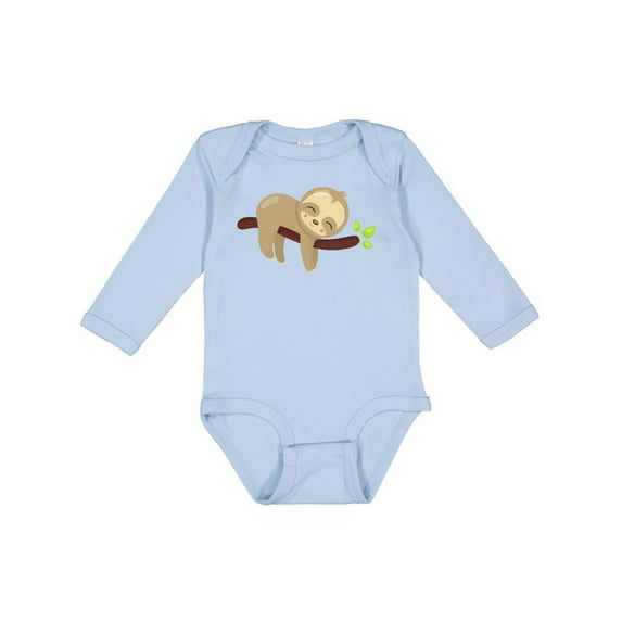 Inktastic Cute Sloth, Baby Sloth, Lazy Sloth, Sleeping Sloth Boys or Girls Long Sleeve Baby Bodysuit