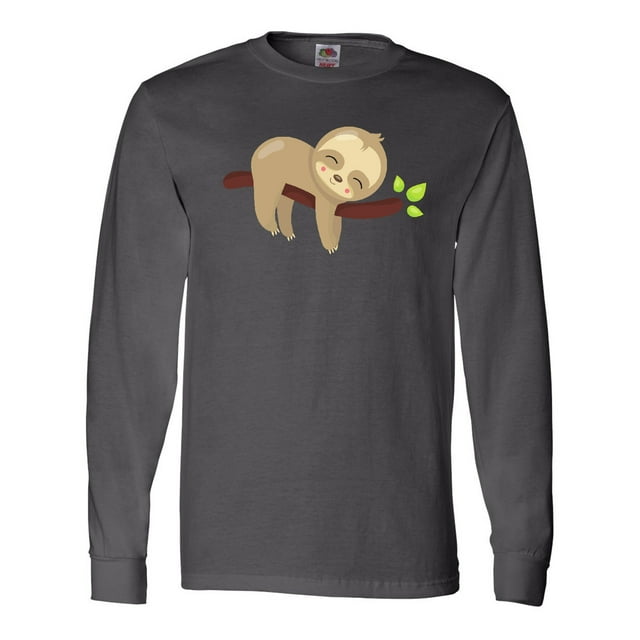 Inktastic Cute Sloth, Baby Sloth, Lazy Sloth, Sleeping Sloth Long Sleeve T-Shirt