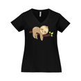 thumbnail image 1 of Inktastic Cute Sloth, Baby Sloth, Lazy Sloth, Sleeping Sloth Women's Plus Size V-Neck T-Shirt, 1 of 5