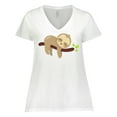 thumbnail image 1 of Inktastic Cute Sloth, Baby Sloth, Lazy Sloth, Sleeping Sloth Women's Plus Size V-Neck T-Shirt, 1 of 5