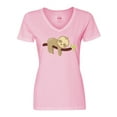 thumbnail image 1 of Inktastic Cute Sloth, Baby Sloth, Lazy Sloth, Sleeping Sloth Women's V-Neck T-Shirt, 1 of 5
