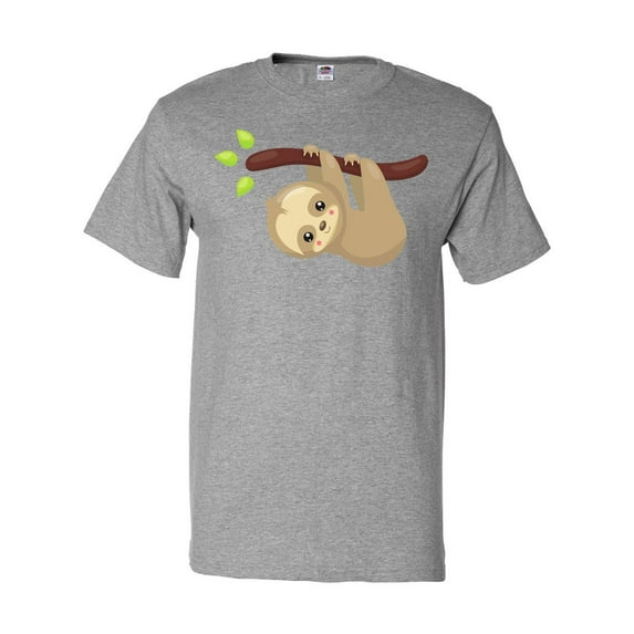 Inktastic Cute Sloth Hanging From Tree Branch, Lazy Sloth T-Shirt