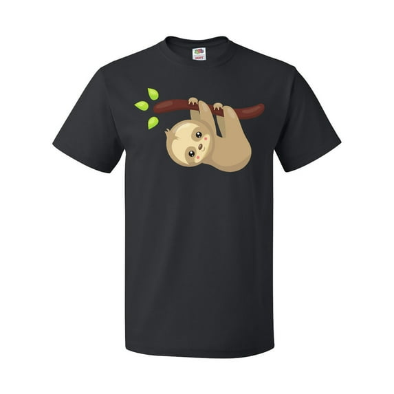 Inktastic Cute Sloth Hanging From Tree Branch, Lazy Sloth T-Shirt