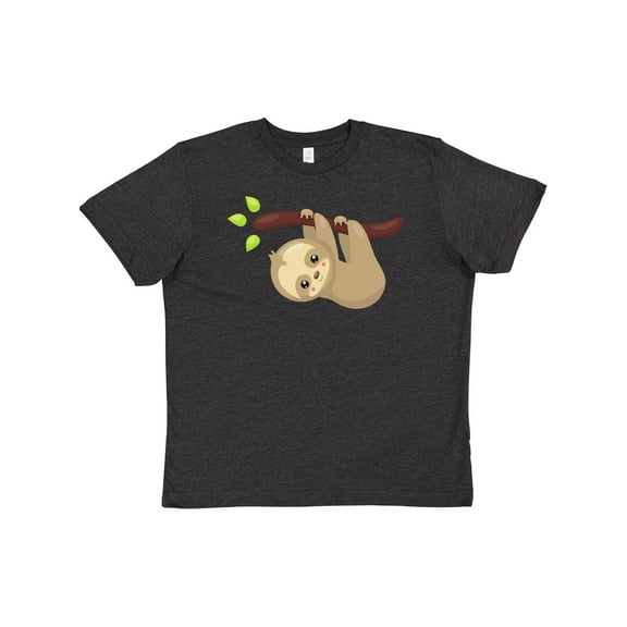 Inktastic Cute Sloth Hanging From Tree Branch, Lazy Sloth Youth T-Shirt