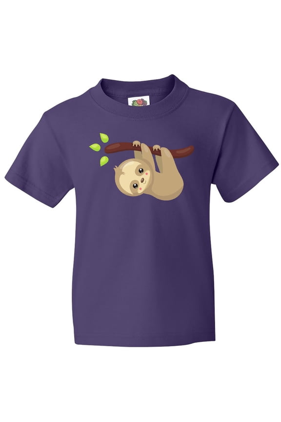 Cute Sloth Hanging From Tree Branch, Lazy Sloth Youth T-Shirt