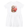 thumbnail image 1 of Inktastic Cute Sloth Hugging Heart Girls Toddler Dress, 1 of 5