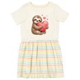 thumbnail image 1 of Inktastic Cute Sloth Hugging Heart Girls Toddler Dress, 1 of 5