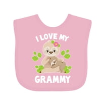Inktastic Cute Sloth I Love My Grammy with Green Leaves Boys or Girls Baby Bib