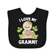 thumbnail image 1 of Inktastic Cute Sloth I Love My Grammy with Green Leaves Boys or Girls Baby Bib, 1 of 4