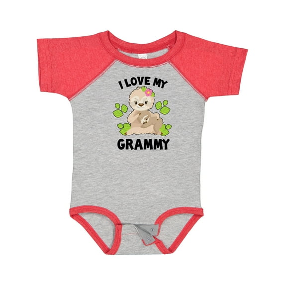 Inktastic Cute Sloth I Love My Grammy with Green Leaves Boys or Girls Baby Bodysuit