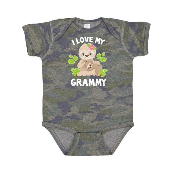 Inktastic Cute Sloth I Love My Grammy with Green Leaves Boys or Girls Baby Bodysuit