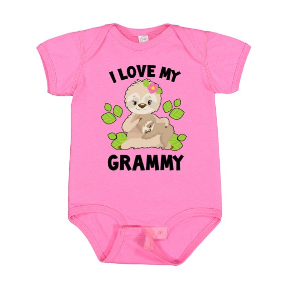 Inktastic Cute Sloth I Love My Grammy with Green Leaves Boys or Girls Baby Bodysuit
