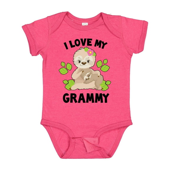 Inktastic Cute Sloth I Love My Grammy with Green Leaves Boys or Girls Baby Bodysuit