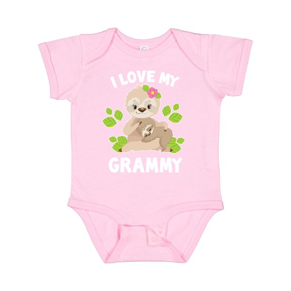 Inktastic Cute Sloth I Love My Grammy with Green Leaves Boys or Girls Baby Bodysuit