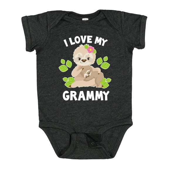 Inktastic Cute Sloth I Love My Grammy with Green Leaves Boys or Girls Baby Bodysuit