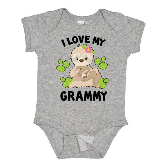Inktastic Cute Sloth I Love My Grammy with Green Leaves Boys or Girls Baby Bodysuit