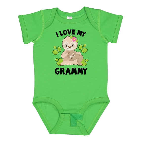 Inktastic Cute Sloth I Love My Grammy with Green Leaves Boys or Girls Baby Bodysuit
