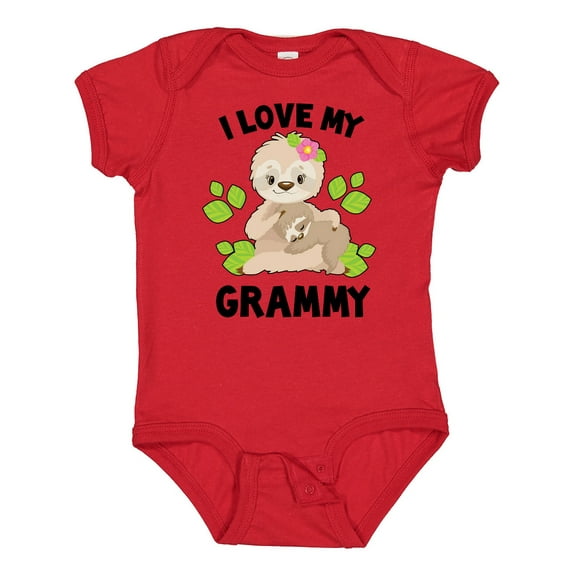 Inktastic Cute Sloth I Love My Grammy with Green Leaves Boys or Girls Baby Bodysuit