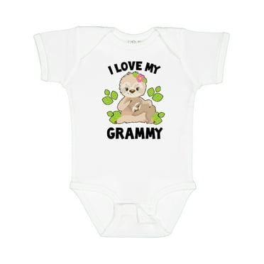 Inktastic Cute Sloth I Love My Grammy with Green Leaves Boys or Girls Baby Bodysuit