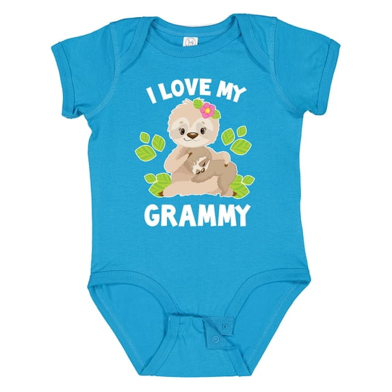Inktastic Cute Sloth I Love My Grammy with Green Leaves Boys or Girls Baby Bodysuit