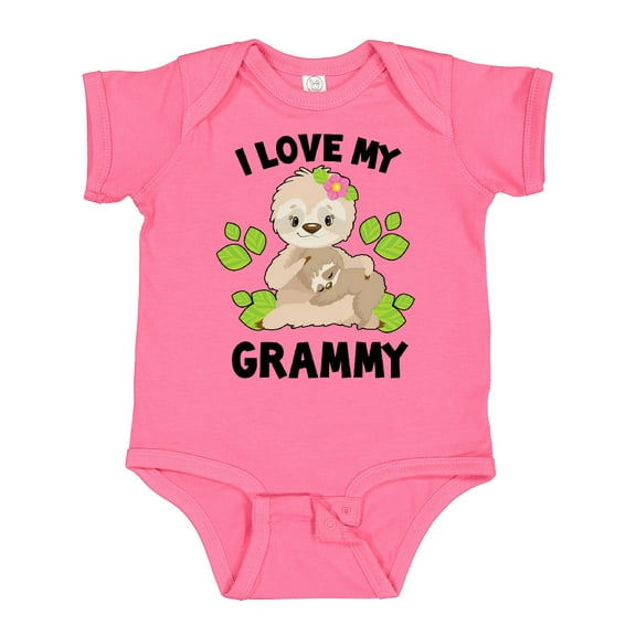 Inktastic Cute Sloth I Love My Grammy with Green Leaves Boys or Girls Baby Bodysuit