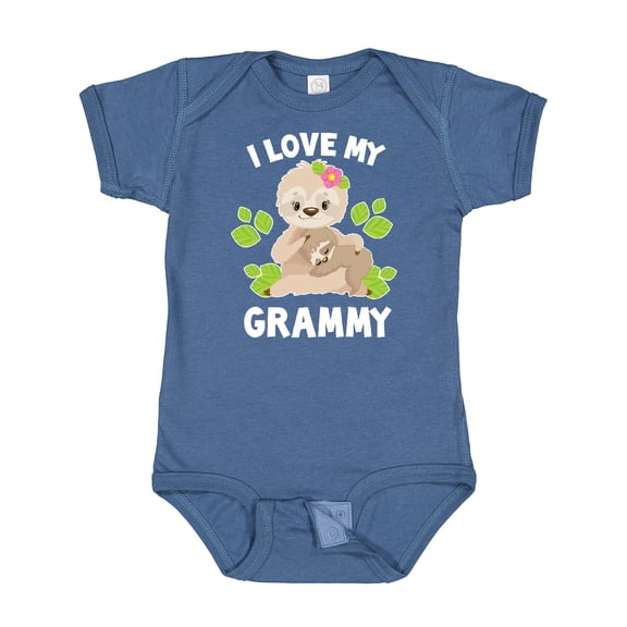 Inktastic Cute Sloth I Love My Grammy with Green Leaves Boys or Girls Baby Bodysuit