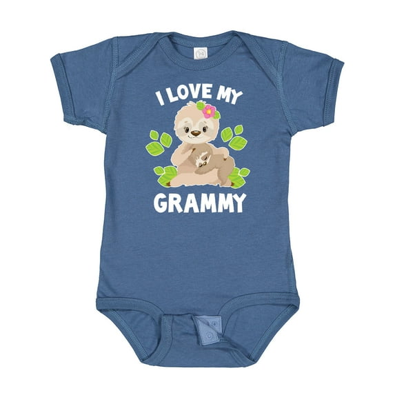 Inktastic Cute Sloth I Love My Grammy with Green Leaves Boys or Girls Baby Bodysuit