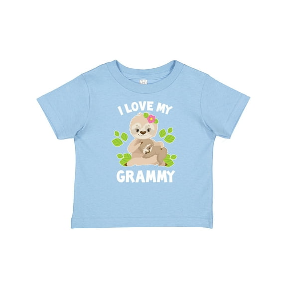 Inktastic Cute Sloth I Love My Grammy with Green Leaves Boys or Girls Baby T-Shirt