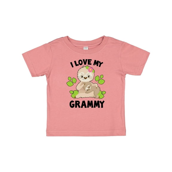 Inktastic Cute Sloth I Love My Grammy with Green Leaves Boys or Girls Baby T-Shirt