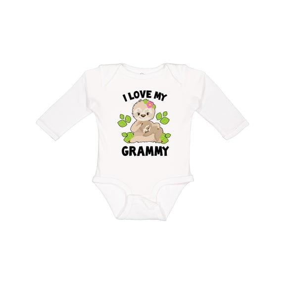 Inktastic Cute Sloth I Love My Grammy with Green Leaves Boys or Girls Long Sleeve Baby Bodysuit