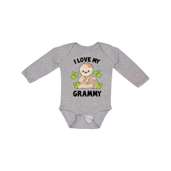 Inktastic Cute Sloth I Love My Grammy with Green Leaves Boys or Girls Long Sleeve Baby Bodysuit