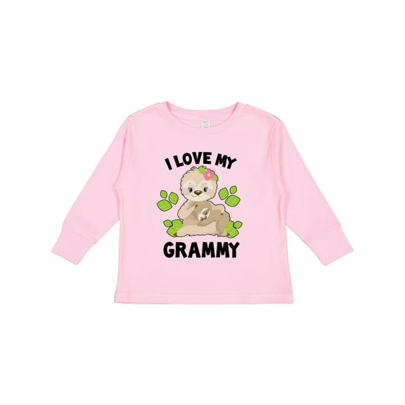 Inktastic Cute Sloth I Love My Grammy with Green Leaves Boys or Girls Long Sleeve Toddler T-Shirt