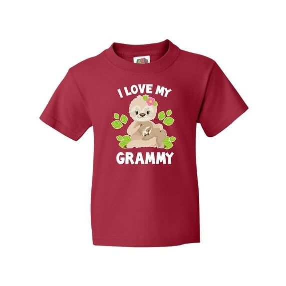Inktastic Cute Sloth I Love My Grammy with Green Leaves Youth T-Shirt
