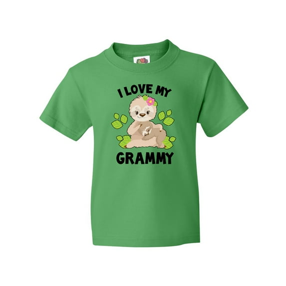 Inktastic Cute Sloth I Love My Grammy with Green Leaves Youth T-Shirt