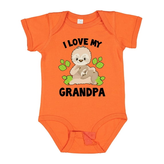 Inktastic Cute Sloth I Love My Grandpa with Green Leaves Boys or Girls Baby Bodysuit