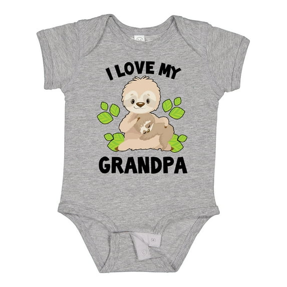 Inktastic Cute Sloth I Love My Grandpa with Green Leaves Boys or Girls Baby Bodysuit