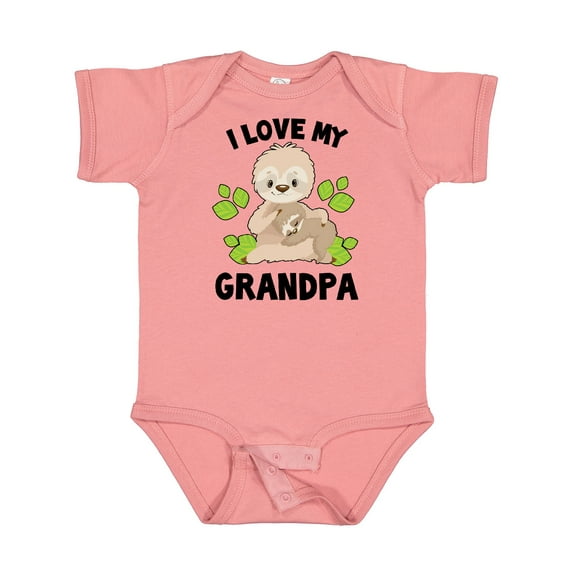 Inktastic Cute Sloth I Love My Grandpa with Green Leaves Boys or Girls Baby Bodysuit