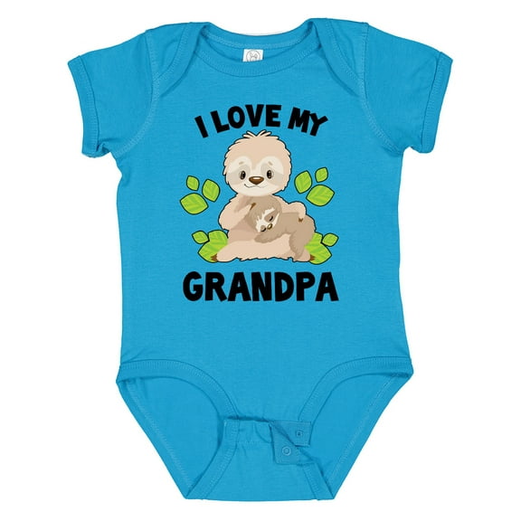Inktastic Cute Sloth I Love My Grandpa with Green Leaves Boys or Girls Baby Bodysuit