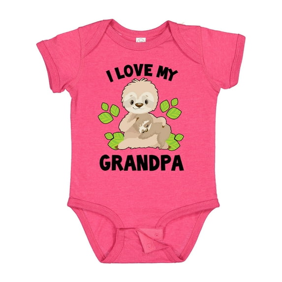 Inktastic Cute Sloth I Love My Grandpa with Green Leaves Boys or Girls Baby Bodysuit